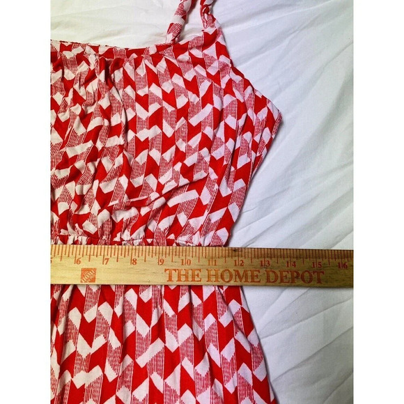 A.N.A. Mini Sundress Womens Sz S Red White Geometric Stretch Waist Sleeveless - Picture 8 of 9
